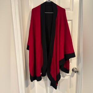 Lord & Taylor Red and Black Women's Poncho